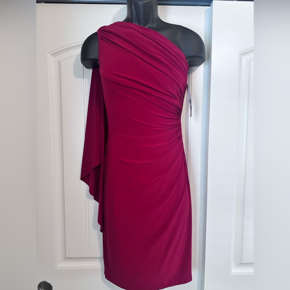 NWT! “Ralph Lauren” Elegant One-Shoulder Red Dress